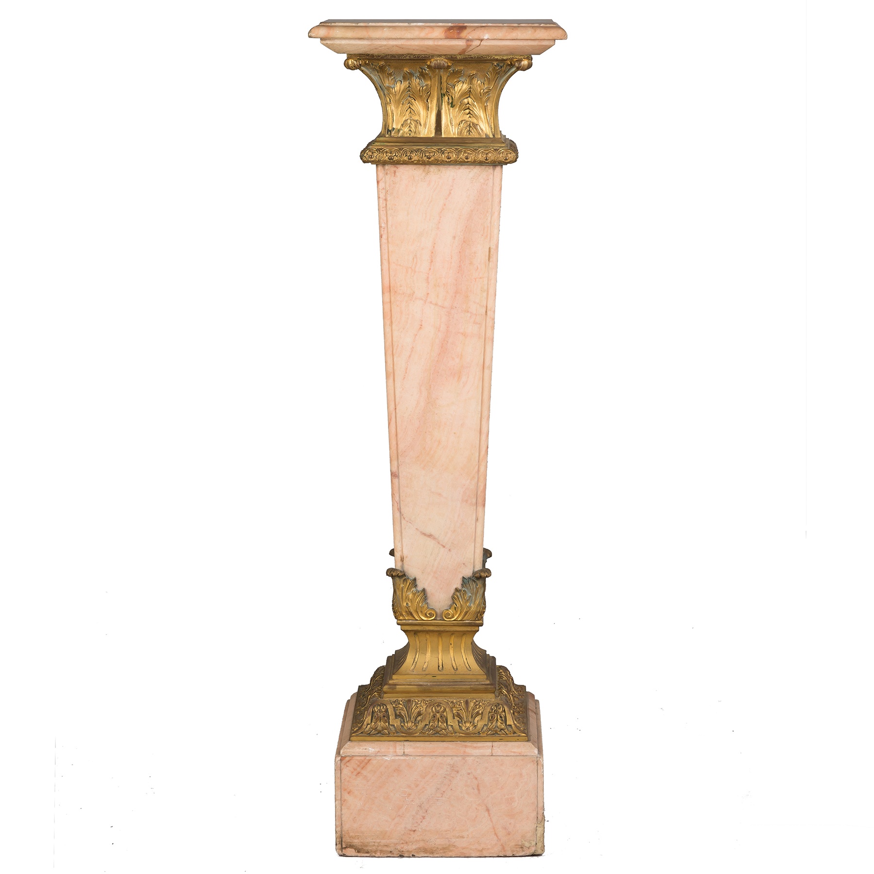 Appraisal: French Pedestal Pink marble and gilt bronze mounts