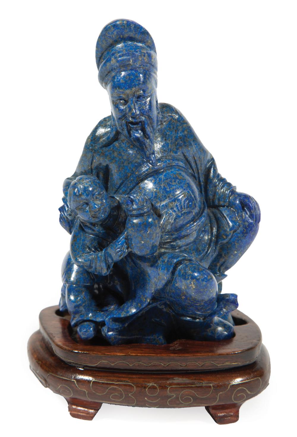 Appraisal: Chinese Lapis Figural Group carved as scholarly gentleman or poet