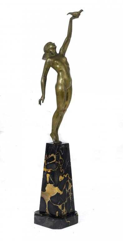 Appraisal: A FRENCH ART DECO BRONZE STATUETTE OF THE MESSAGE OF