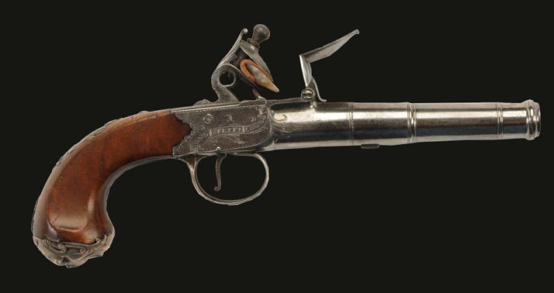 Appraisal: A British coat pistol with an iron box lock flintlock