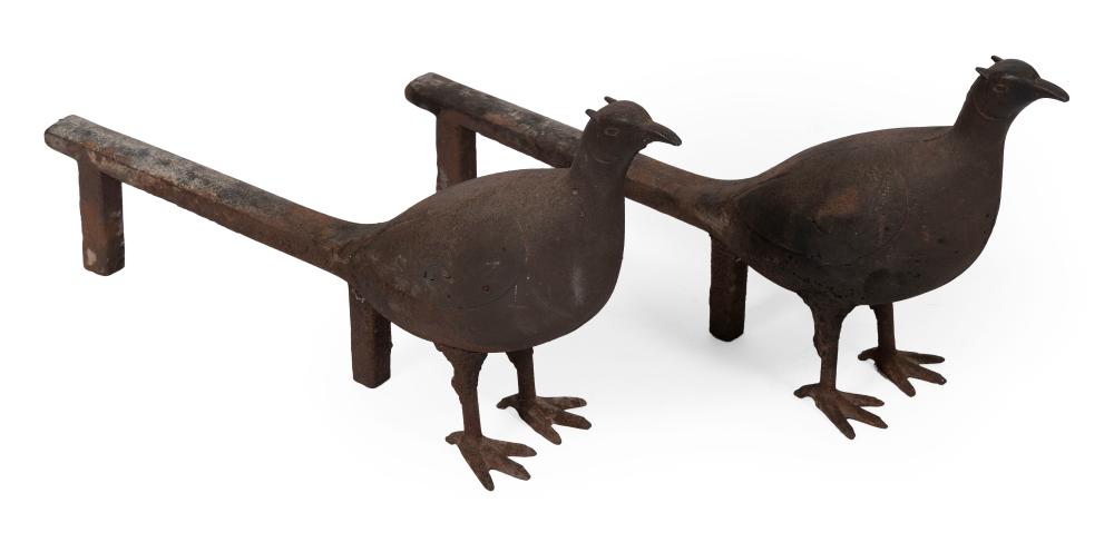 Appraisal: CAST IRON PHEASANT ANDIRONS FIRST HALF OF THE TH CENTURY