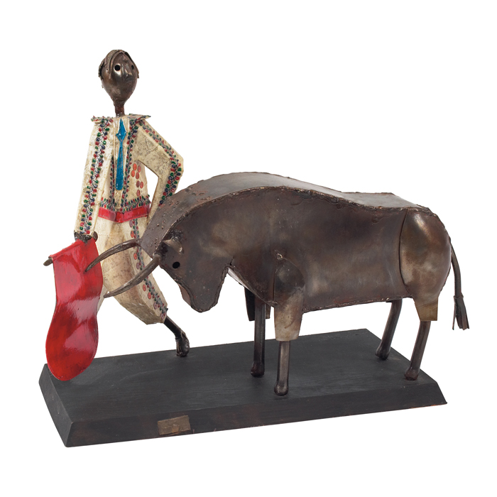 Appraisal: Luis Felguerez sculpture bullfighterand bull papier mache metal and wood