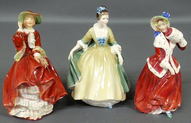 Appraisal: - Three Royal Doulton figures- Top of the Hill Elegance