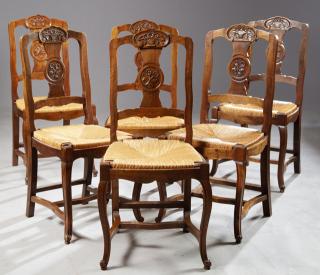 Appraisal: Set of Eight French Louis XV Style Carved Walnut R