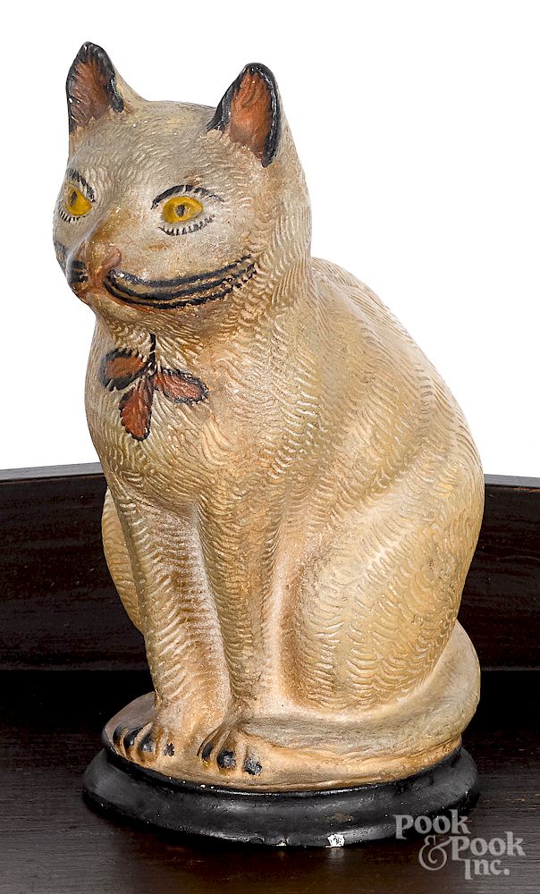 Appraisal: Pennsylvania chalkware cat th c Pennsylvania chalkware cat th c