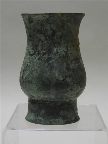 Appraisal: Chinese archaic bronze chih chou dynasty Of plain pear shape