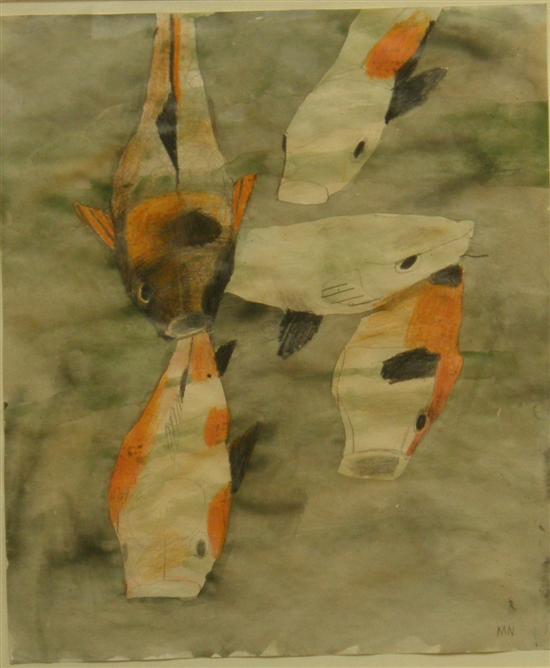 Appraisal: Mary Newcomb - Koi carp watercolour signed with initials x