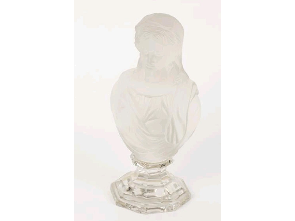 Appraisal: BACCARAT A FROSTED GLASS BUST of a female in loose