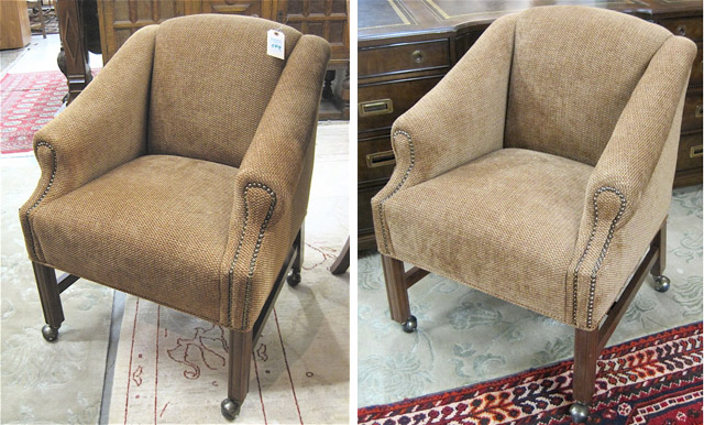 Appraisal: PAIR OF CLUB CHAIRS ON CASTERS Hickory Chair Co Hickory