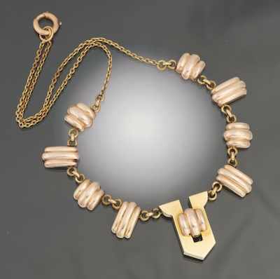 Appraisal: An Art Deco Two Tone Gold Necklace Tested k yellow