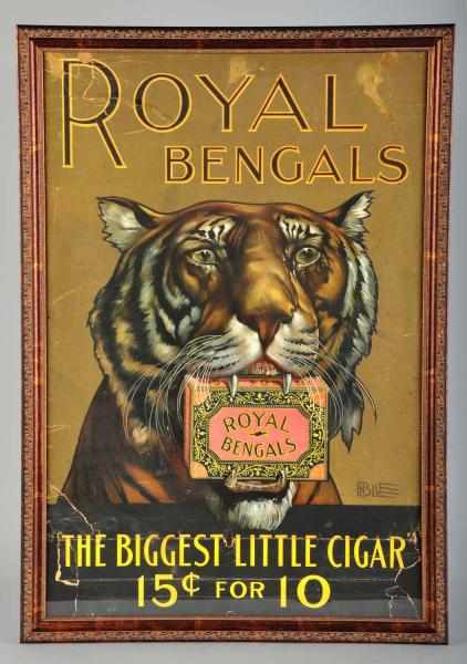 Appraisal: Royal Bengals Cigar Advertising Poster Description s Fantastic image of