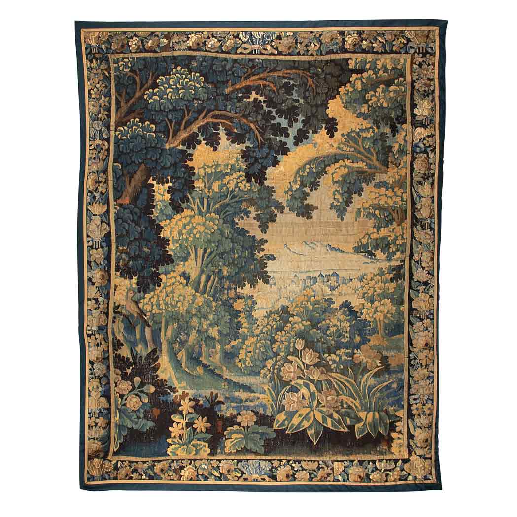 Appraisal: Aubusson Verdure Tapestry Panel France th century A bird in