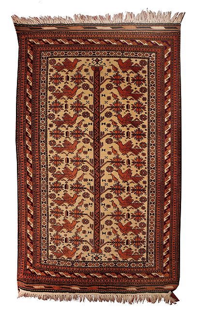 Appraisal: A BELOUCH CAMEL GROUND RUG with central tree and bird