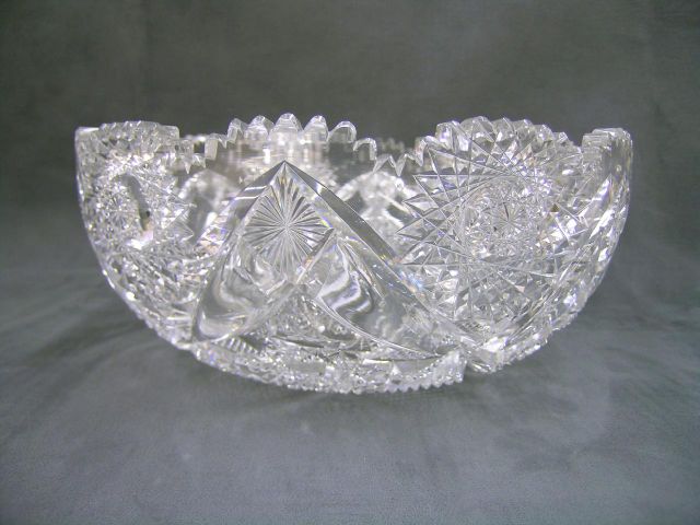 Appraisal: European cut glass bowl pinwheel cut with serrated edge unmarked