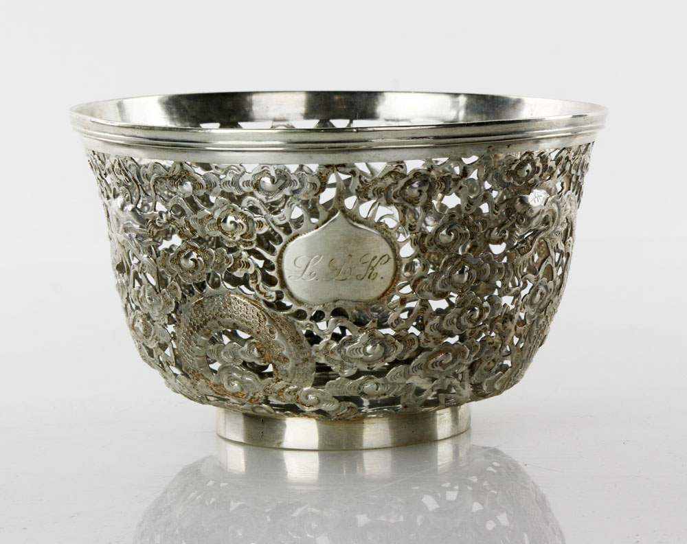 Appraisal: - th C Chinese Silver Bowl th century silver bowl