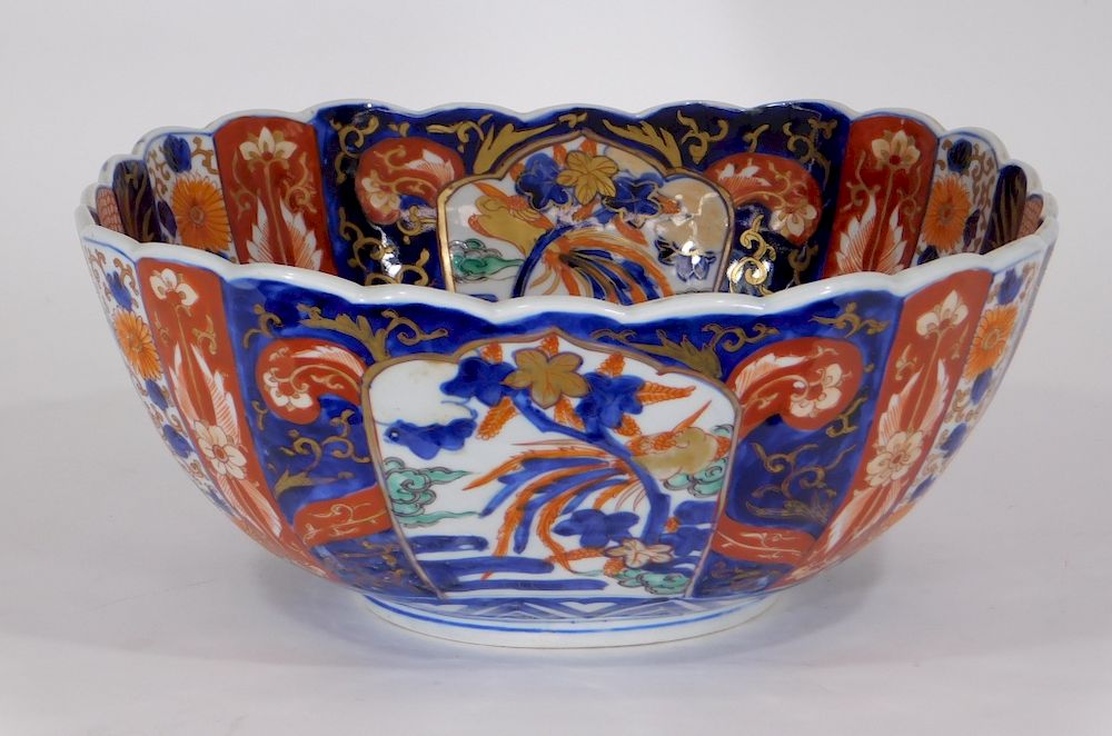 Appraisal: LARGE C Japanese Imari Porcelain Center Bowl Japan th Century