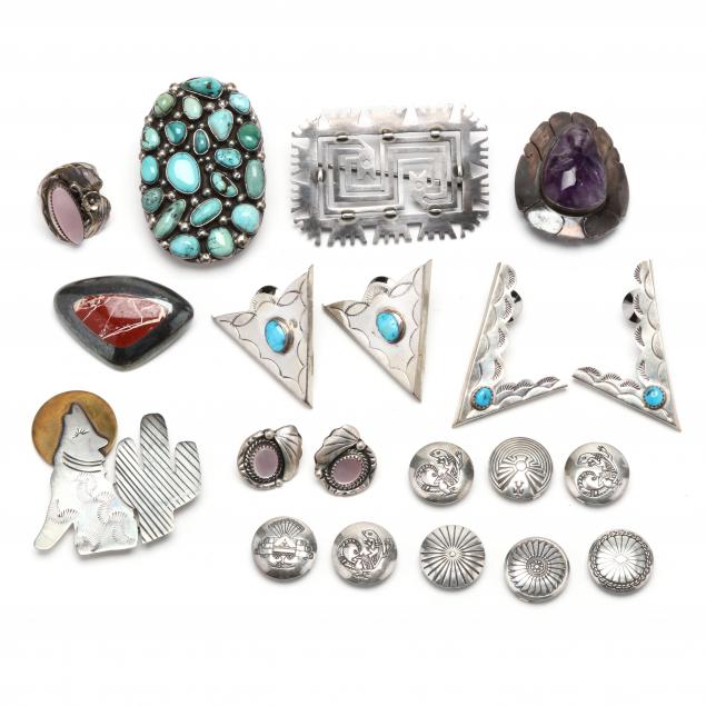 Appraisal: GROUP OF SILVER JEWELRY ITEMS To include a William Spratling