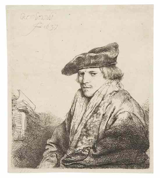 Appraisal: Rembrandt van Rijn Dutch - Young man in a velvet