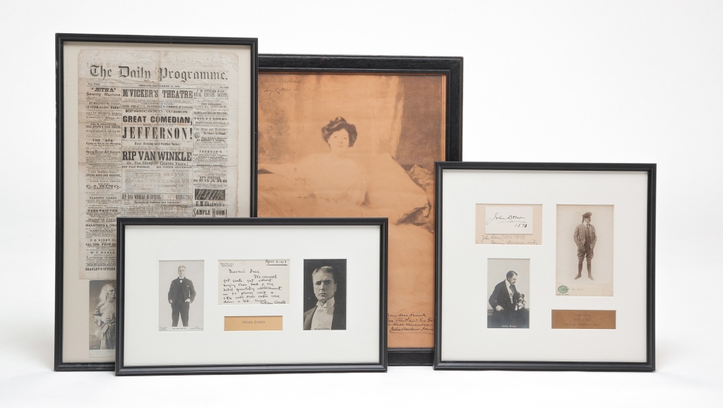 Appraisal: JEFFERSON DREW MARLOWE GILLETTE AUTOGRAPHS Photographs and advertisement of Joseph