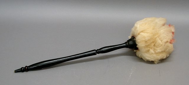 Appraisal: Dark finished wood handle with clump of wool l overall