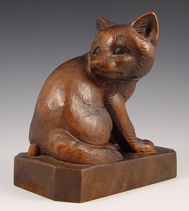 Appraisal: HUGGLER-WYSS Hans Swiss - Wood carved fox signed '' h