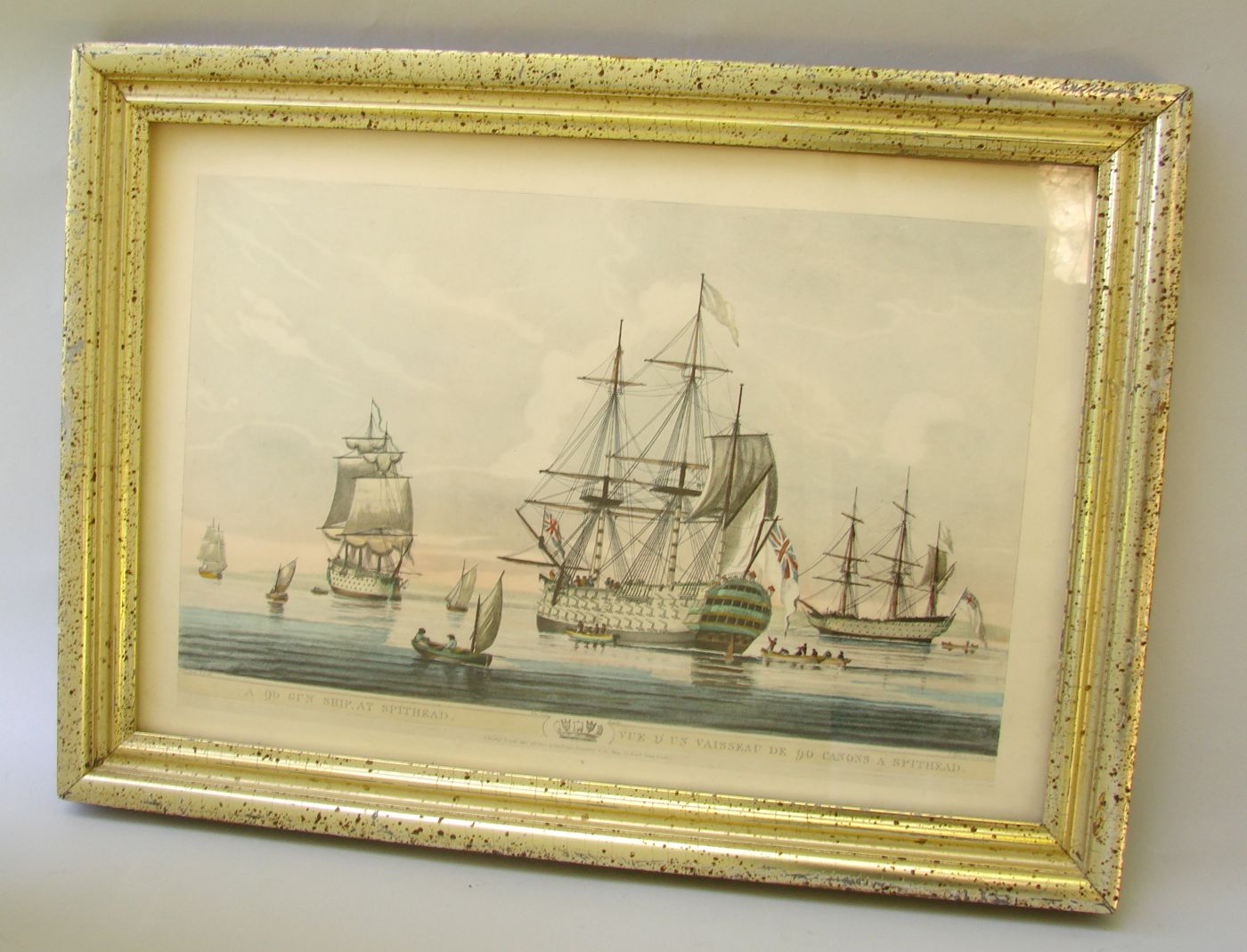 Appraisal: FRAMED PRINT A Gun Ship At Spithead Published and sold