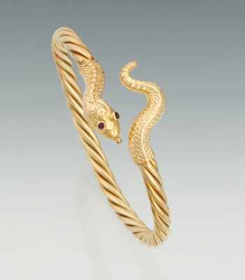 Appraisal: A Ladies' Serpent Design Bangle Bracelet Signed Wazir k yellow