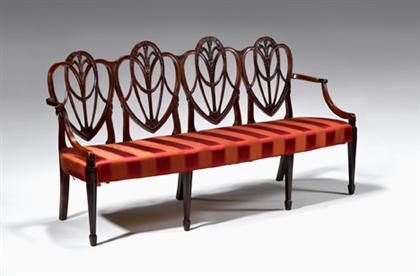 Appraisal: Fine George III mahogany quadruple chairback settee circa The chairback