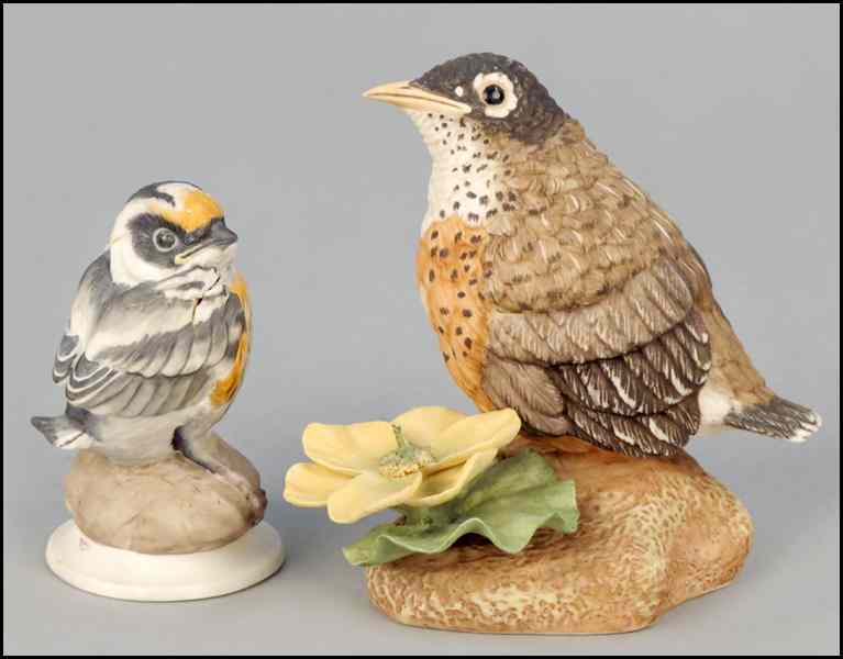 Appraisal: BOEHM PORCELAIN ROBIN Editon Together with a Boehm porcelain Hedgling