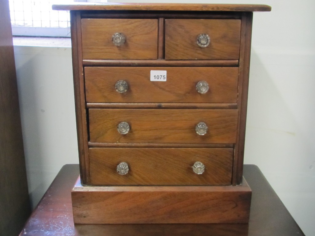 Appraisal: Mahogany two over three apprentice chest