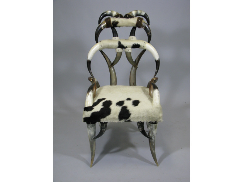 Appraisal: Western Horn Chair American folk art chair featuring horns for