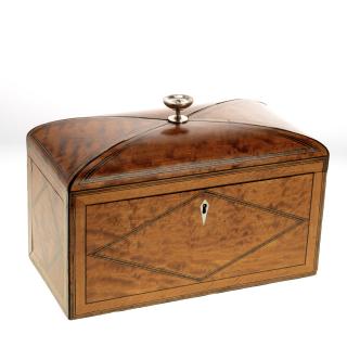 Appraisal: Hepplewhite satinwood inlaid tea caddy Hepplewhite satinwood inlaid tea caddy