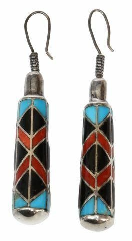 Appraisal: pair Unusual Native American silver content unknown earrings for pierced