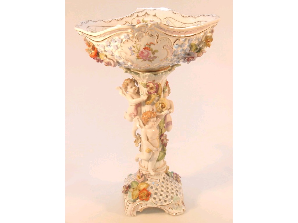 Appraisal: A Carl Thieme Dresden porcelain table centrepiece the pierced basket