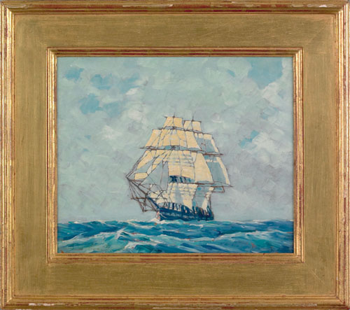 Appraisal: Thomas Watson Ball American - oil on board ship portrait