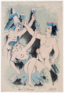 Appraisal: P CLAUD COLOR LITHOGRAPH 'EROTIC CARTOON' P CLAUD COLOR LITHOGRAPH