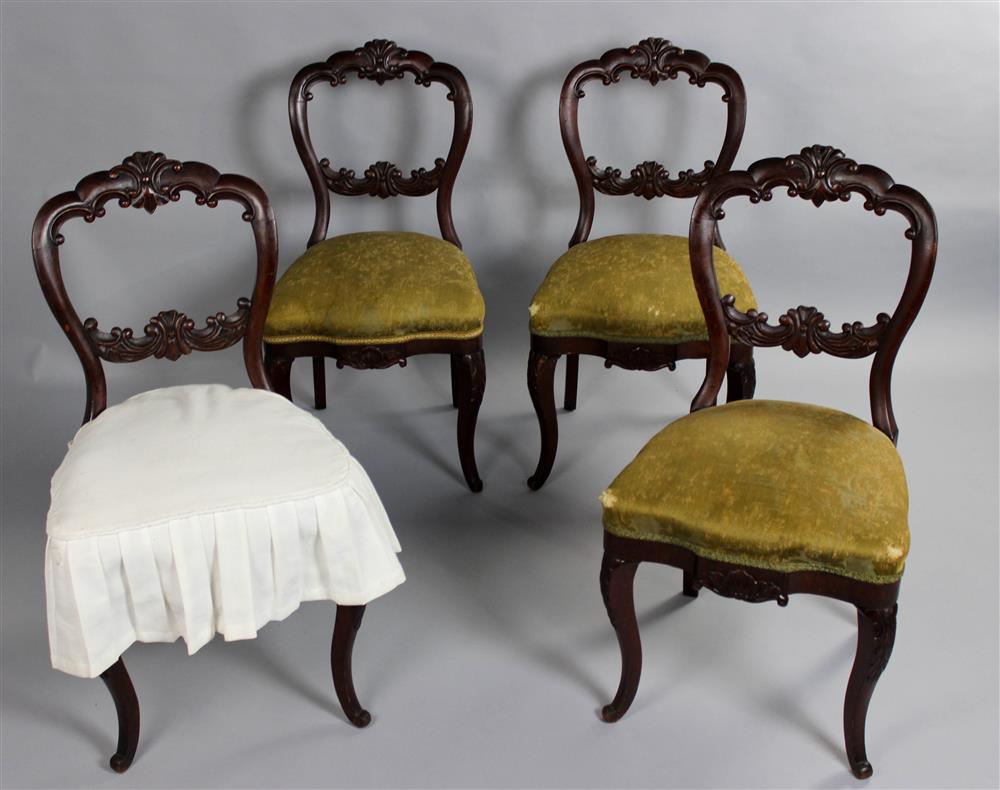 Appraisal: SET OF FOUR BALLOON BACK CARVED MAHOGANY SIDE CHAIRS having