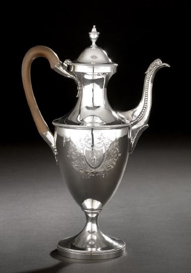 Appraisal: George III Hester Bateman Sterling Silver Coffeepot hallmarked London -