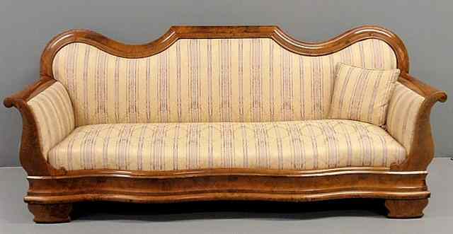 Appraisal: Empire mahogany sofa with serpentine front h x l x