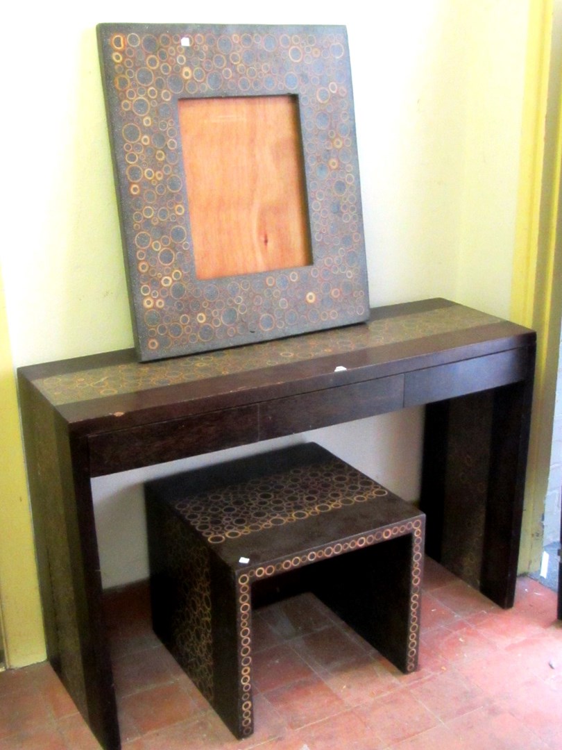 Appraisal: A th century console table with faux fossilized stone decoration