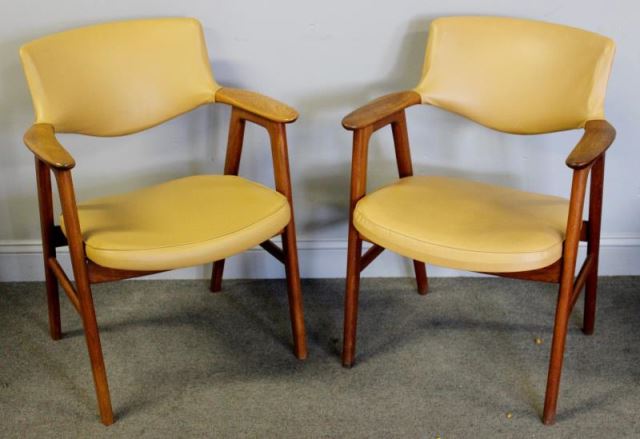 Appraisal: Midcentury Pair of Erik Kierkegaard Arm Chairs Light finish with