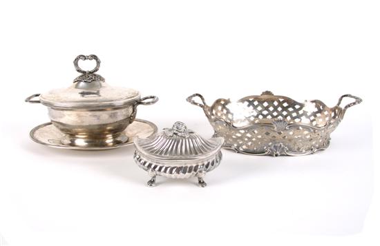 Appraisal: A Continental Silver Tureen and Underplate Width over handles inches