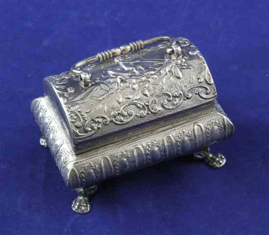 Appraisal: An early th century Dutch silver trinket box modelled as