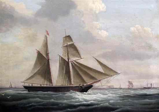 Appraisal: William Webb of Dover oil on canvas Brigantine at sea