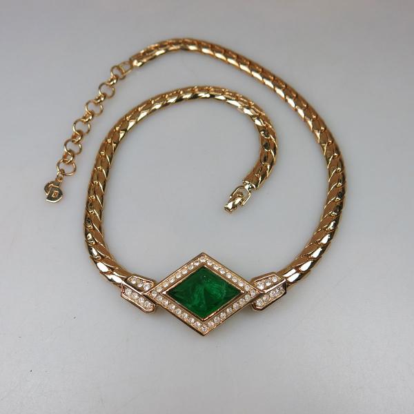 Appraisal: Christian Dior Gold Tone Metal Necklace set with green and