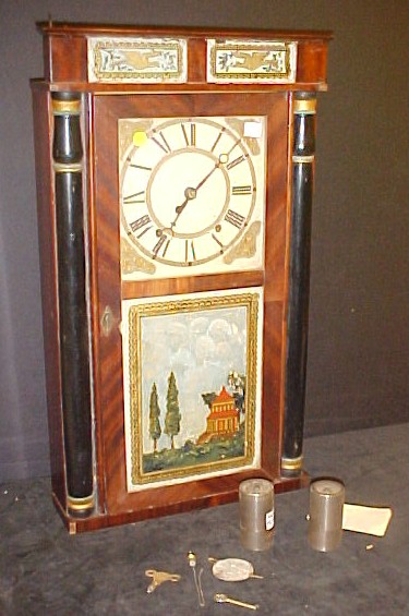 Appraisal: HENRY TERRY PLYMOUTH CT - -hour wooden movement shelf clock