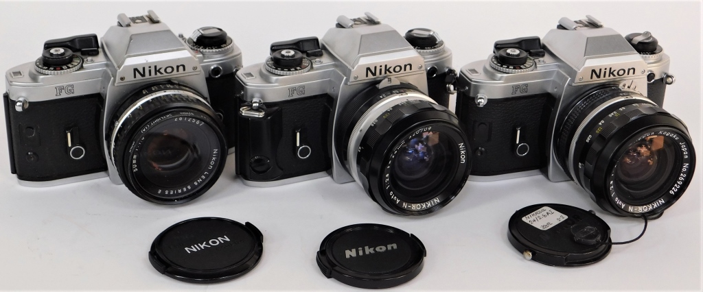 Appraisal: GROUP OF NIKON FG SLR CAMERAS Group of Nikon FG