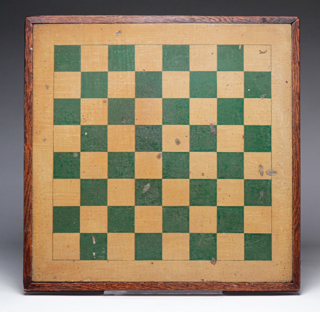 Appraisal: AMERICAN PAINTED GAMEBOARD Early th century Single pine board with