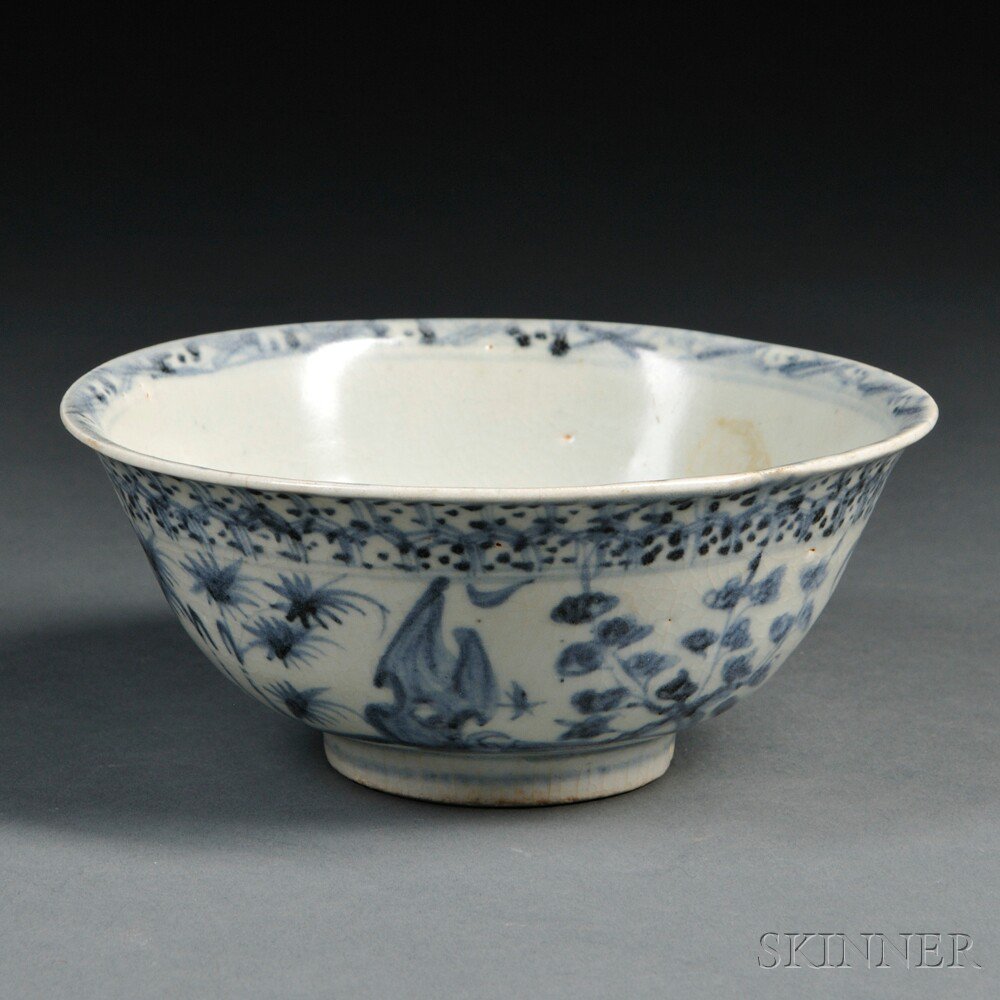 Appraisal: Export Blue and White Porcelain Bowl China th century for