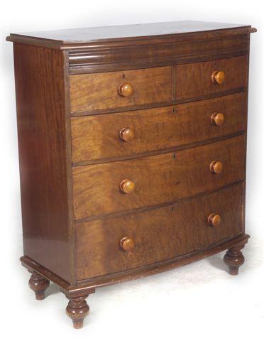 Appraisal: VICTORIAN MAHOGANY BOW-FRONTED CHEST OF DRAWERS the moulded top above